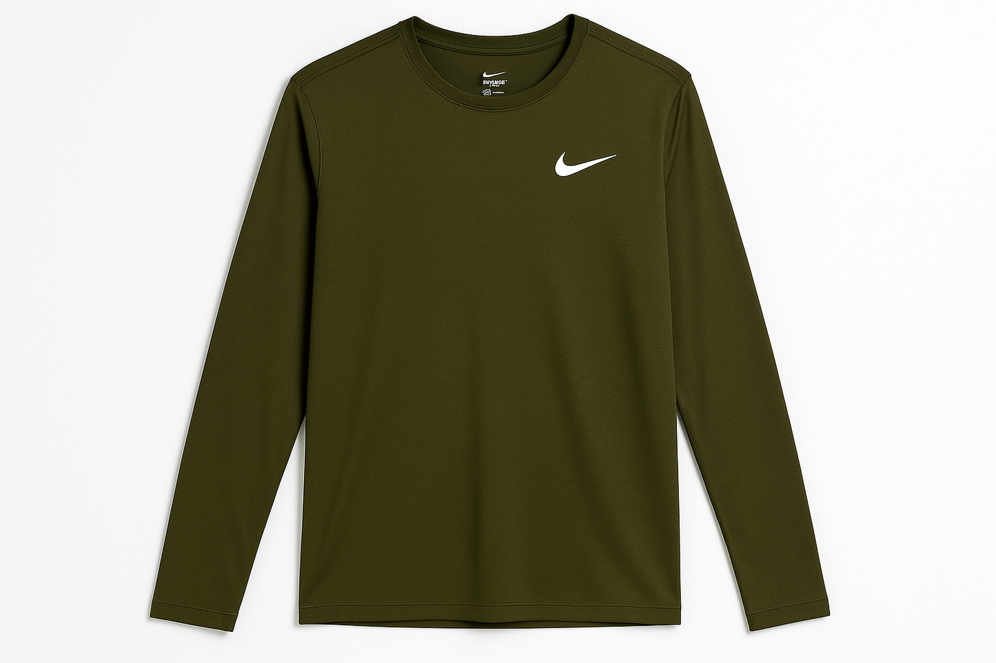 Camiseta de entrenamiento cuello redondo Nike ✔️ color verde oliva manga larga Talla XL