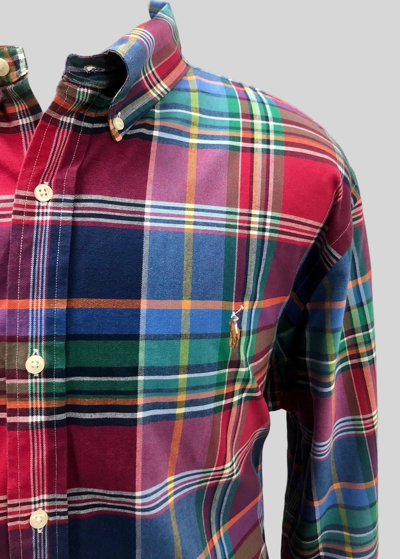 Camisa de botones Polo Ralph Lauren 🏇🏼 Oxford de cuadros tartán en color azul, verde y rojo Talla XXL Entalle Regular