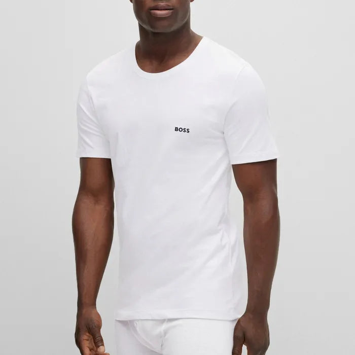 Paquete de 3 Camiseta Interior Hugo Boss 🇩🇪 Cuello redondo Tela algodón color blanco y negro Talla S