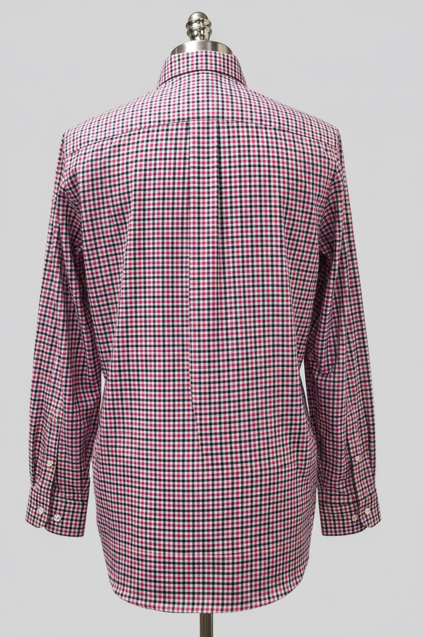 Camisa Polo Ralph Lauren 🏇🏼 color blanco con patrón de cuadros rojo y negro Talla L Entalle Regular