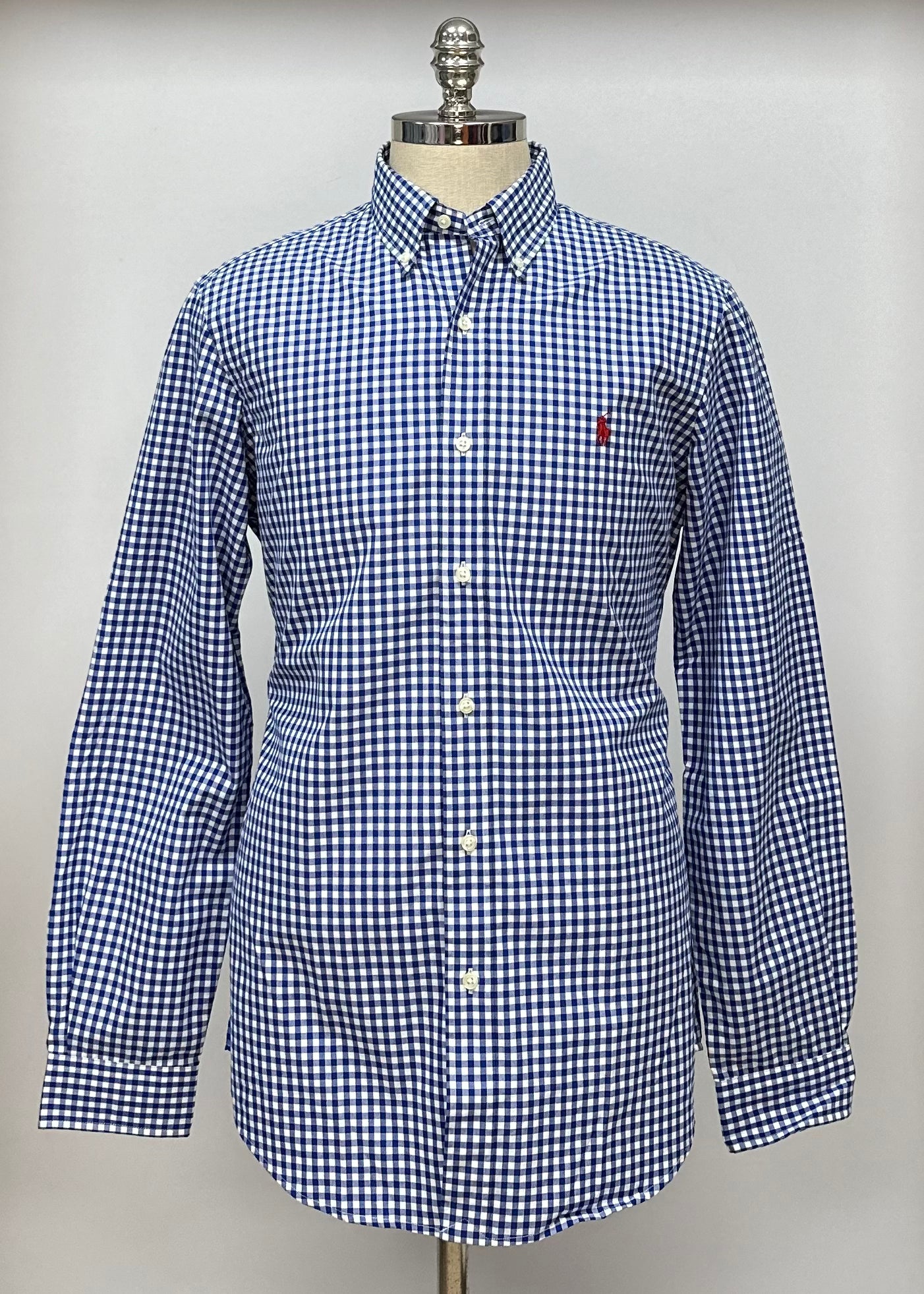 Camisa Polo Ralph Lauren 🏇🏼 con patrón de cuadros gingham azul y blanco Talla M Entalle Clásico