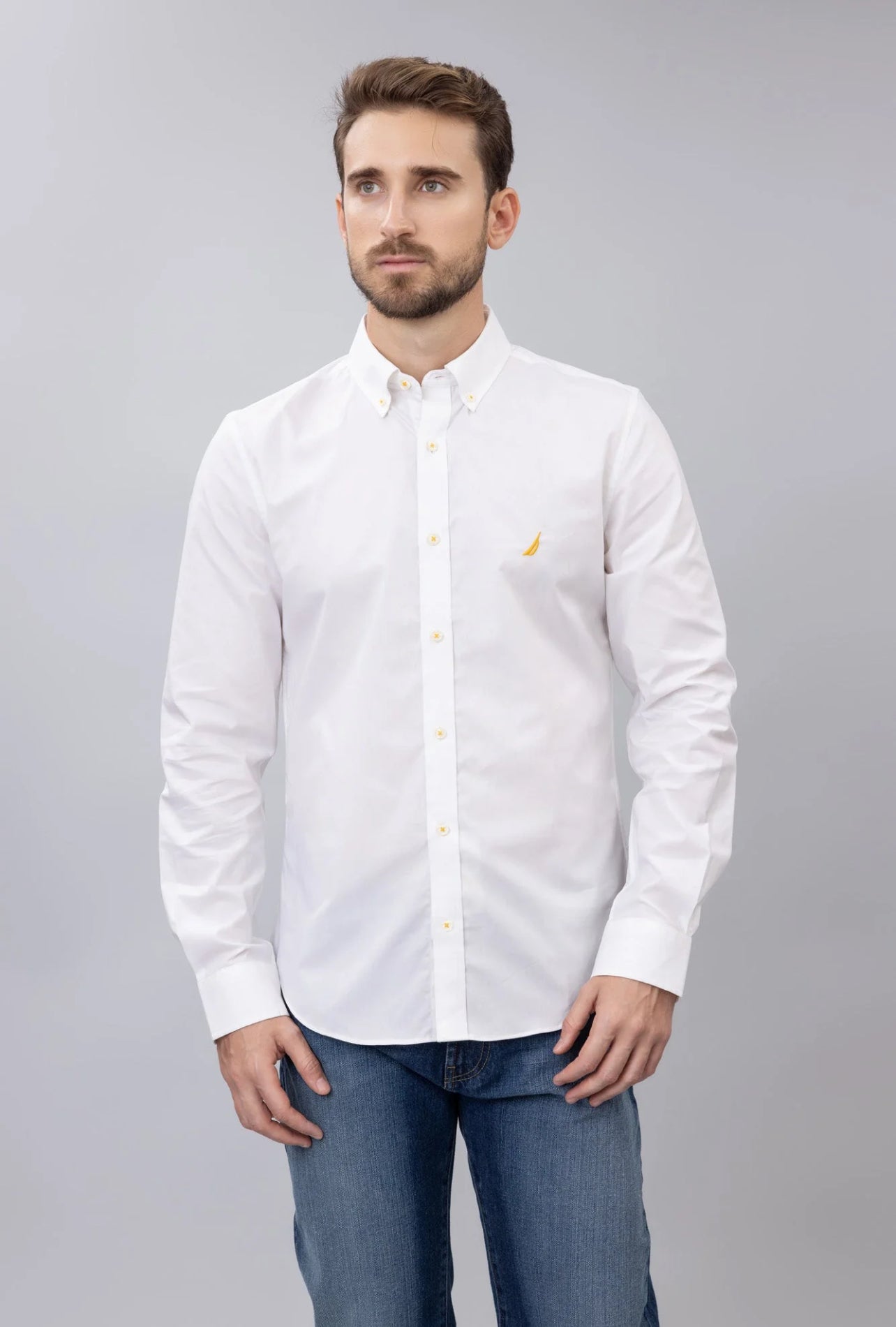 Camisa de botones Nautica ⚓️ color Blanco Talla XL Entalle Regular
