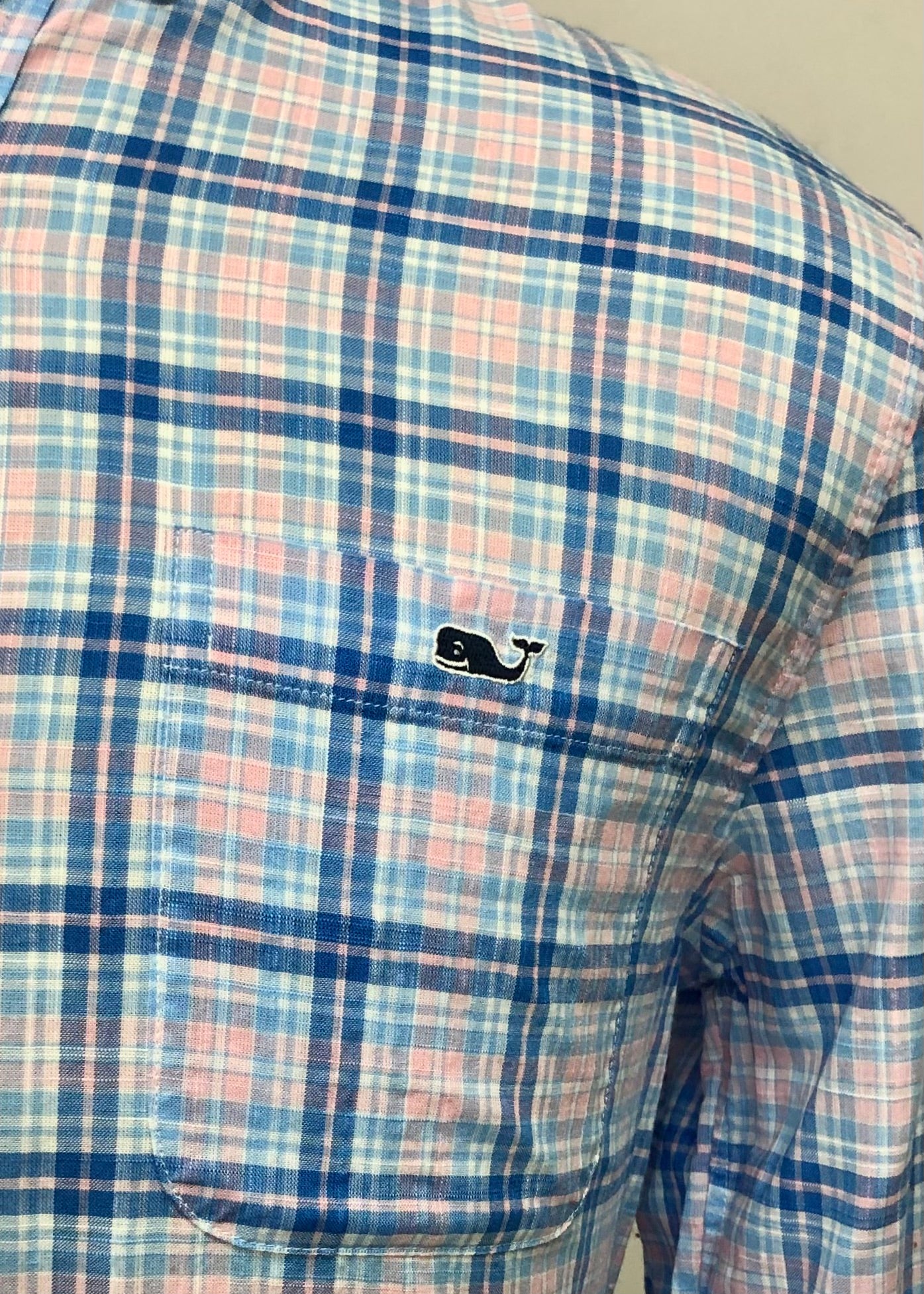 Camisa de cuadros Vineyard Vines 🐳 de cuadros en color azul, celeste y rosado Talla S Entalle Slim Fit