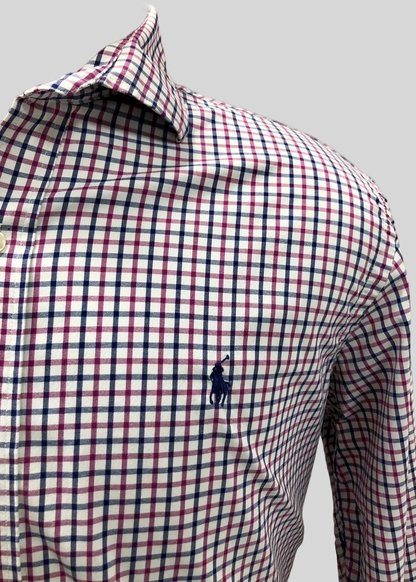 Camisa de botones Polo Ralph Lauren 🏇🏼 Performance de cuadros rojo oscuro y negro Talla L Entalle Regular