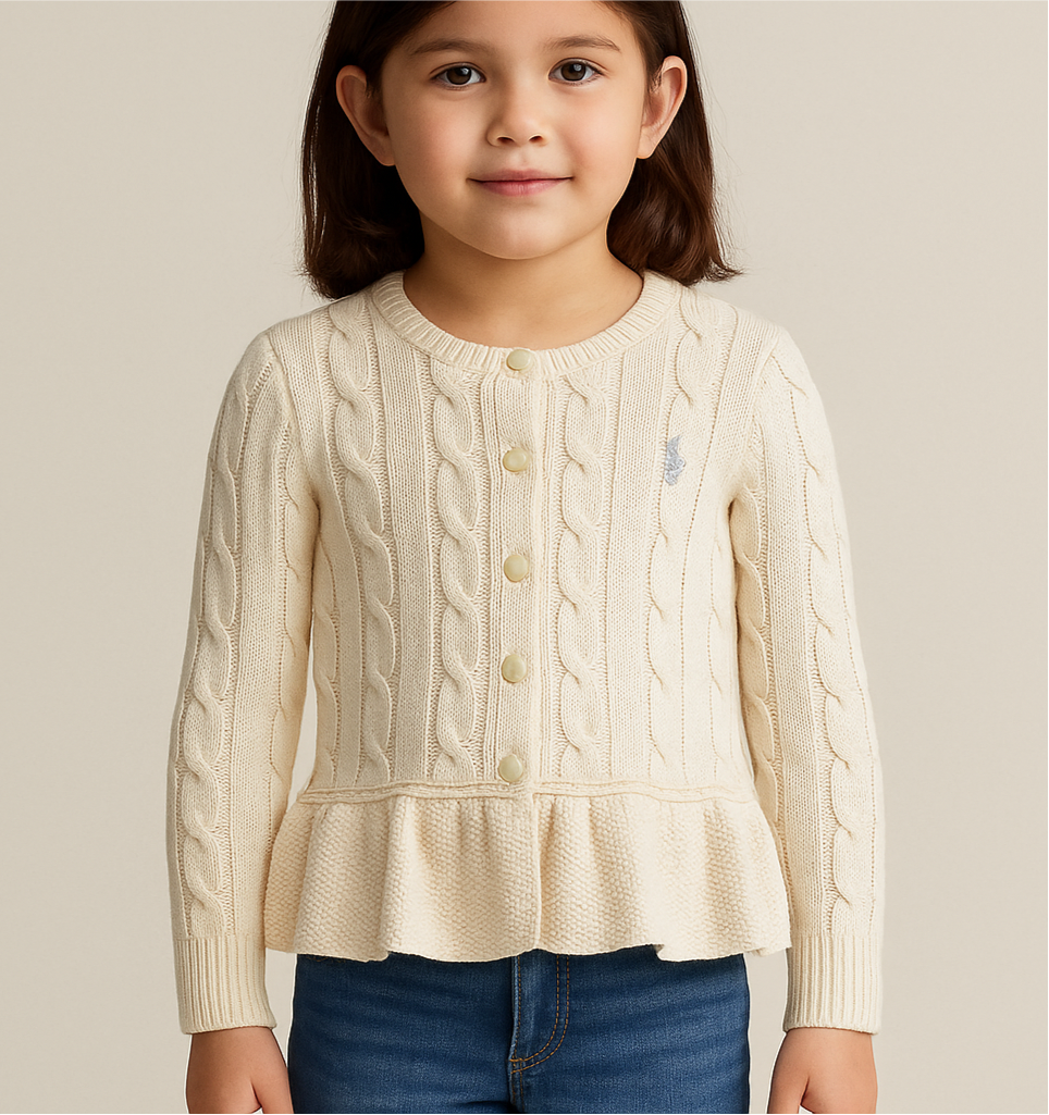 Cárdigan de niña Polo Ralph Lauren 🏇 Color crema claro Talla 6