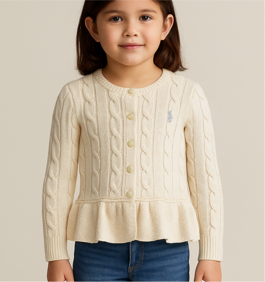 Cárdigan de niña Polo Ralph Lauren 🏇 Color crema claro Talla 6