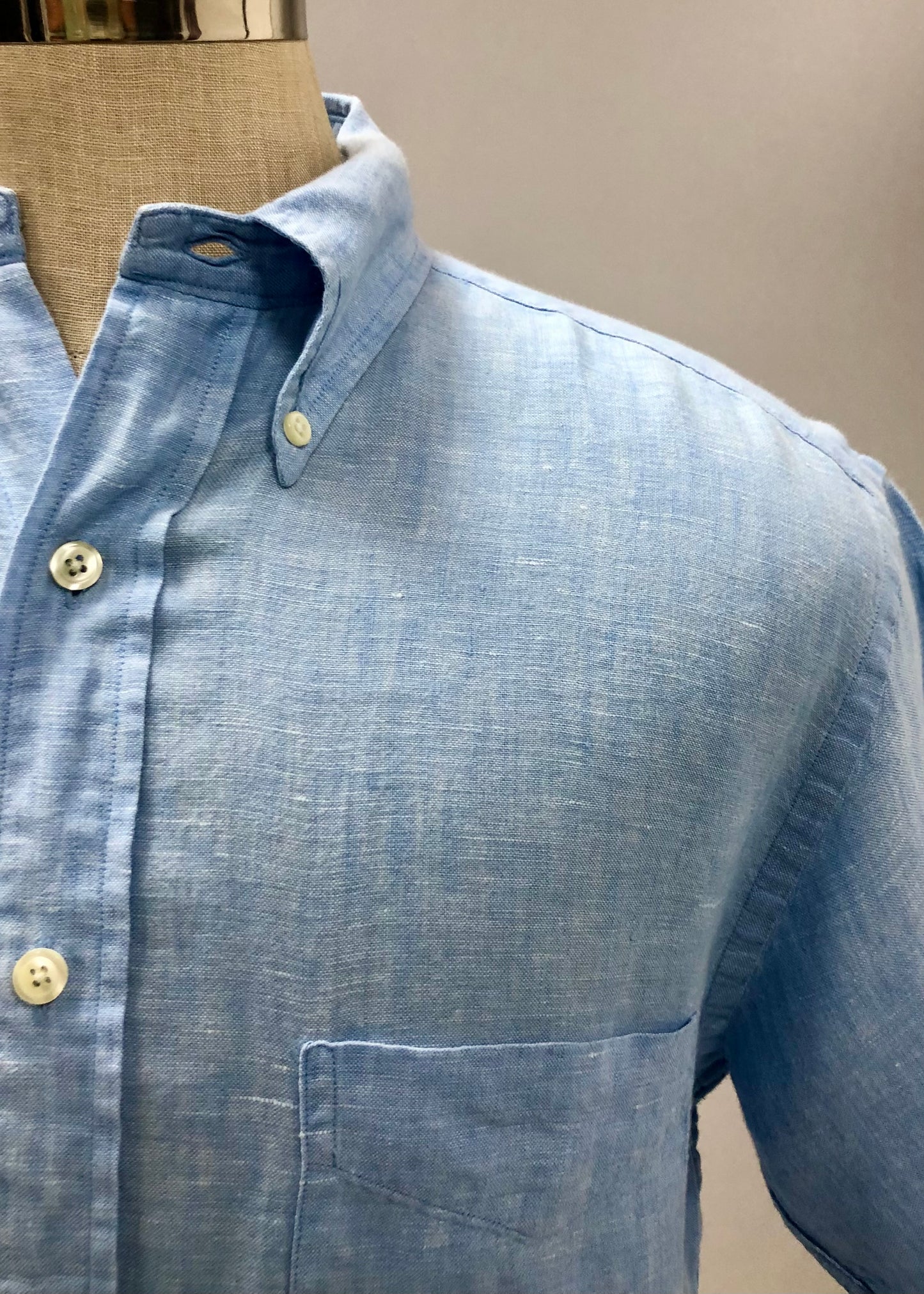 Camisa Brooks Brothers 🐑 De lino color celeste Talla M Entalle Regular