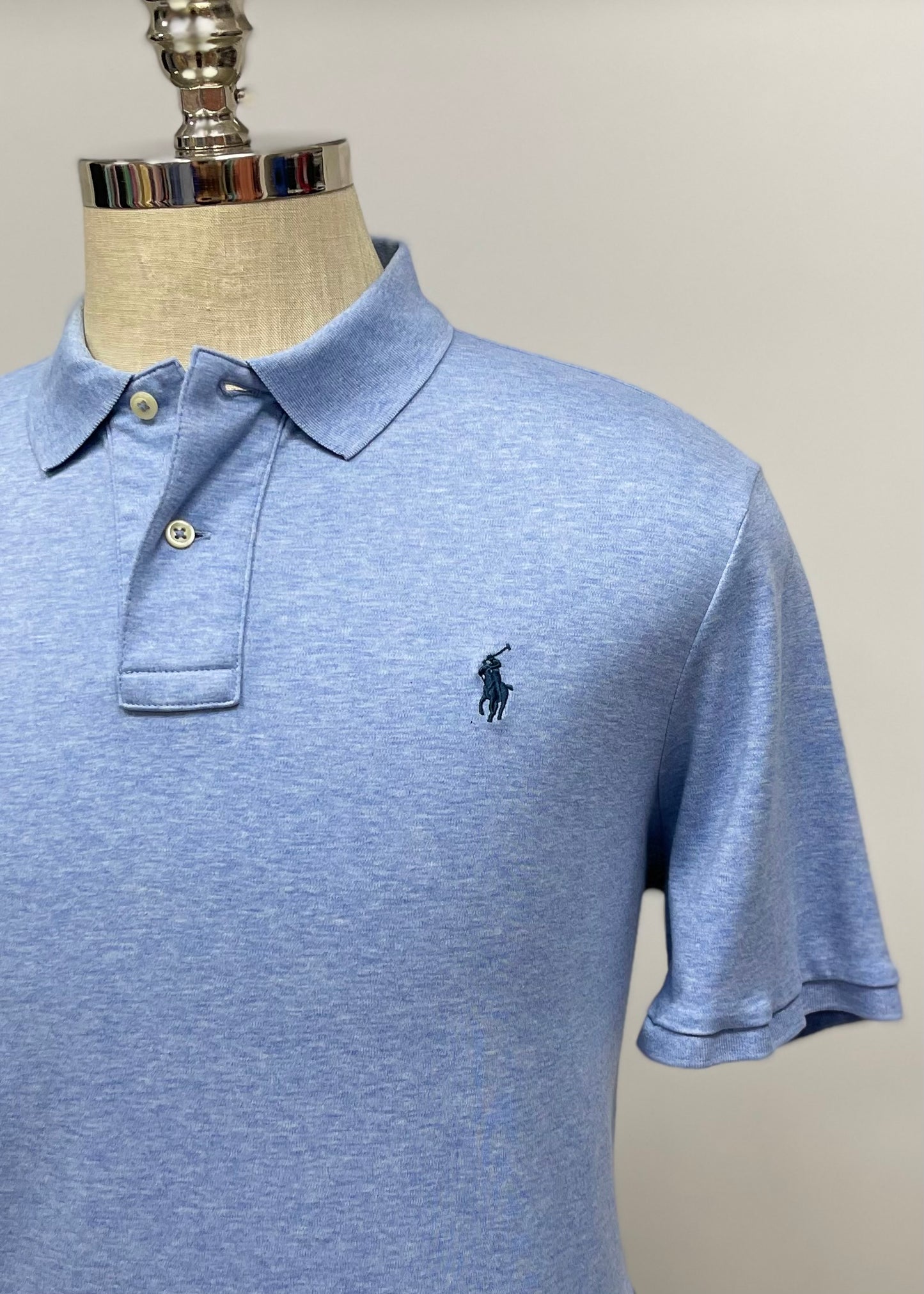 Camiseta Polo Ralph Lauren 🏇🏼 Pima color Celeste Talla L Entalle Clásico