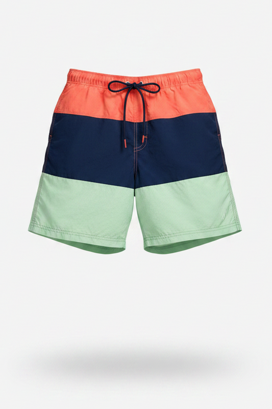 Shorts de baño Nautica ⚓️ con franjas en color rosado, azul navy y verde claro talla M