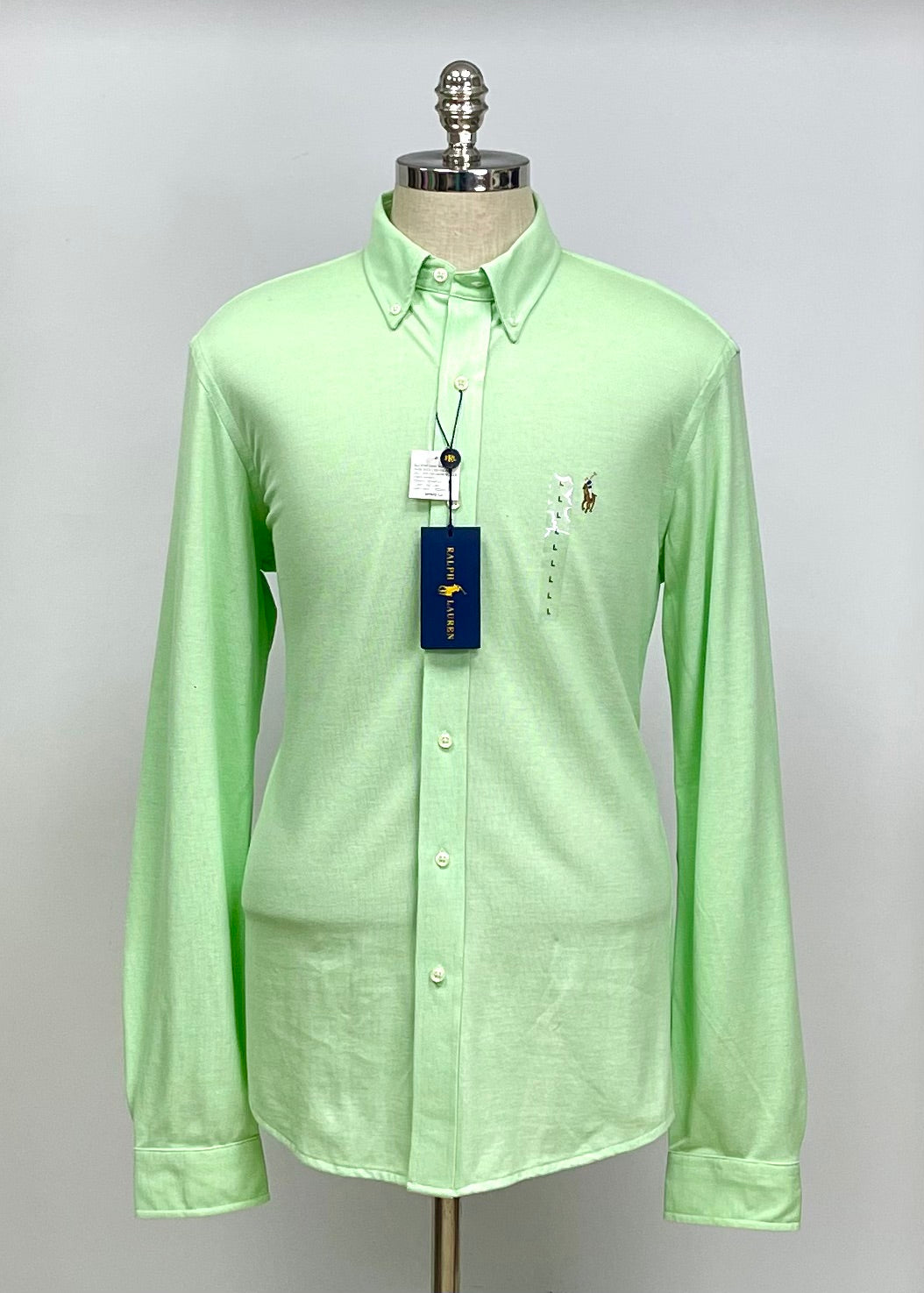 Camisa Polo Ralph Lauren 🏇🏼 Tela camiseta (Featherweight Mesh) en color verde Talla L Entalle Slim Fit