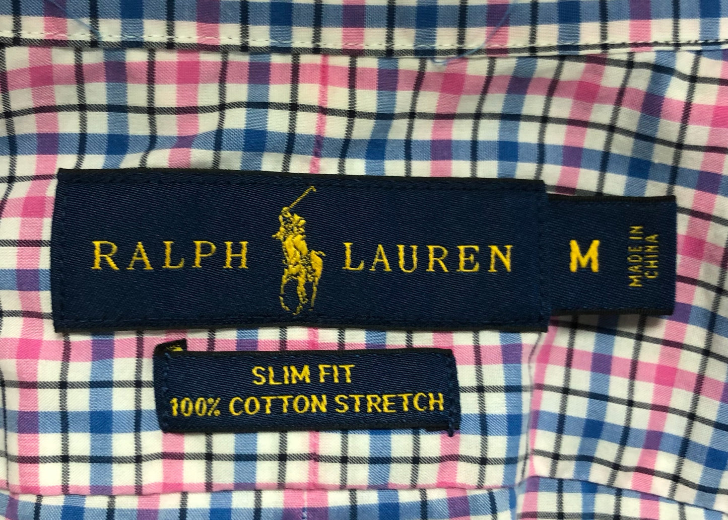 Camisa de botones Polo Ralph Lauren 🏇🏼 color blanco de cuadros rosado y celeste Talla M Entalle Slim Fit