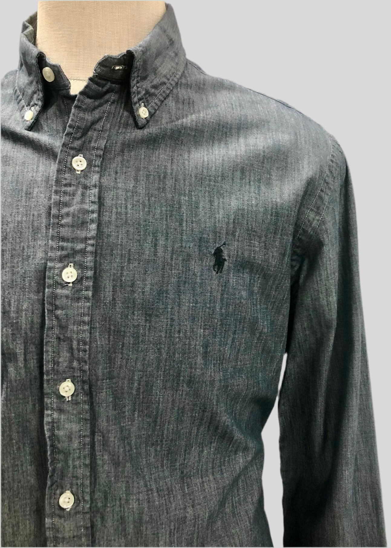 Camisa de botones Polo Ralph Lauren 🏇🏼  en color gris oscuro degradado Talla XL Entalle Slim Fit