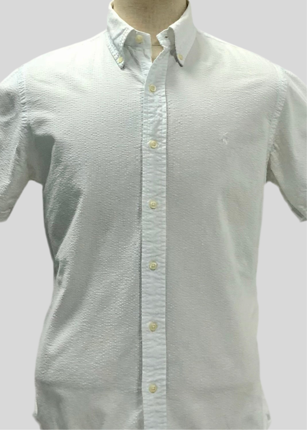 Camisa Polo Ralph Lauren 🏇🏼 Color blanco Seersucker Talla M Entalle Regular