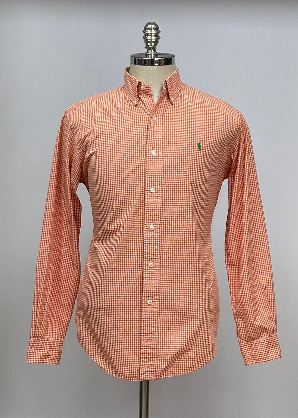 Camisa Polo Ralph Lauren 🏇🏼 con patron de cuadros gingham naranja y blanco Talla L Entalle Slim Fit