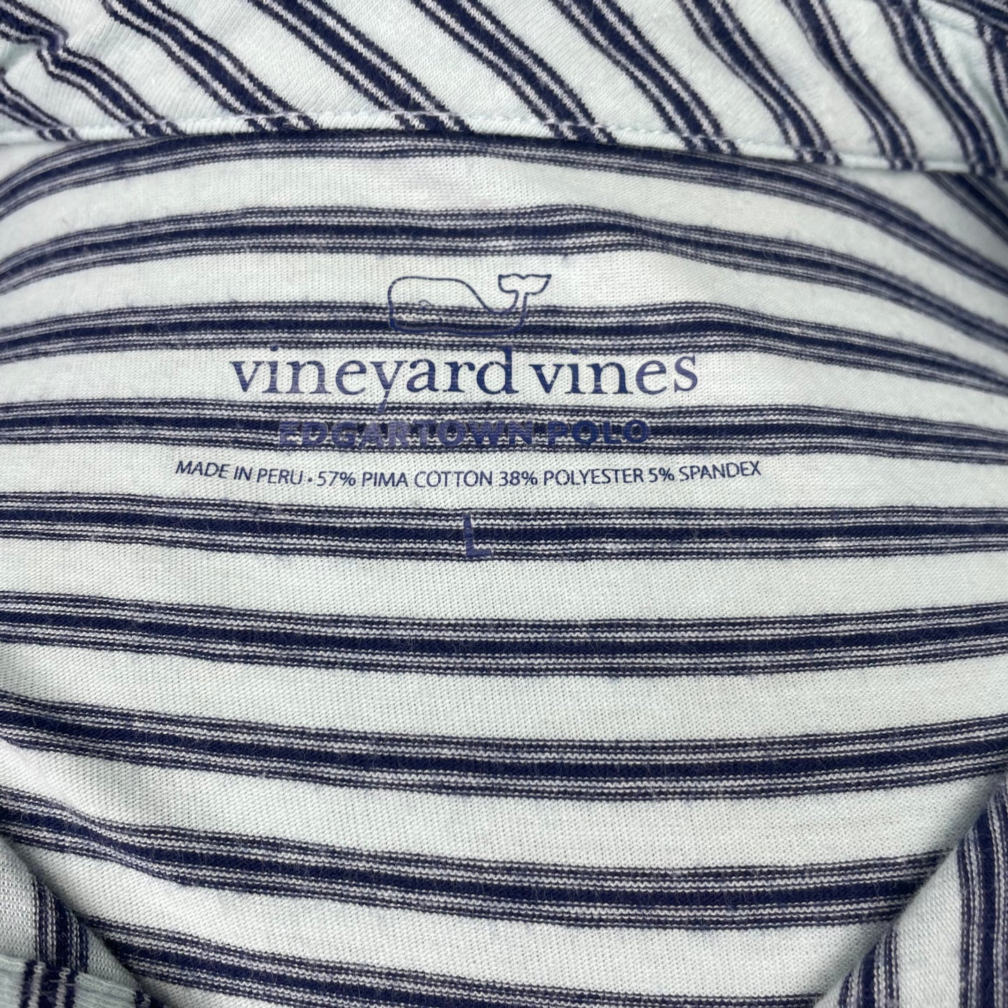 Camiseta Polo Vineyard Vines 🐳 color celeste claro con rayas en azul navy Talla L Entalle Regular