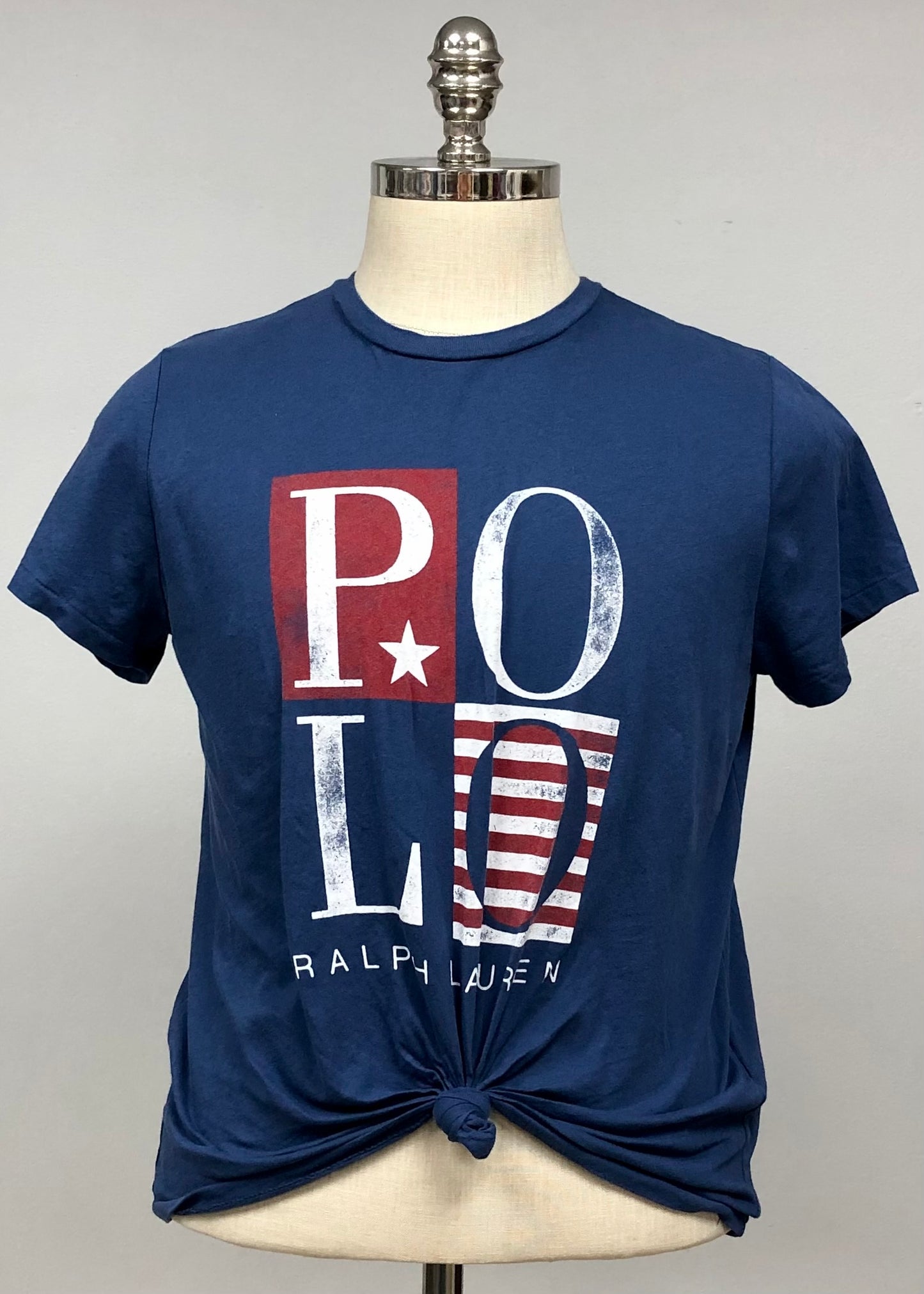 Camiseta de mujer Polo Ralph Lauren 🏇🏼 color azul navy con diseño de logo Polo en rojo y blanco Talla XL Entalle Regular