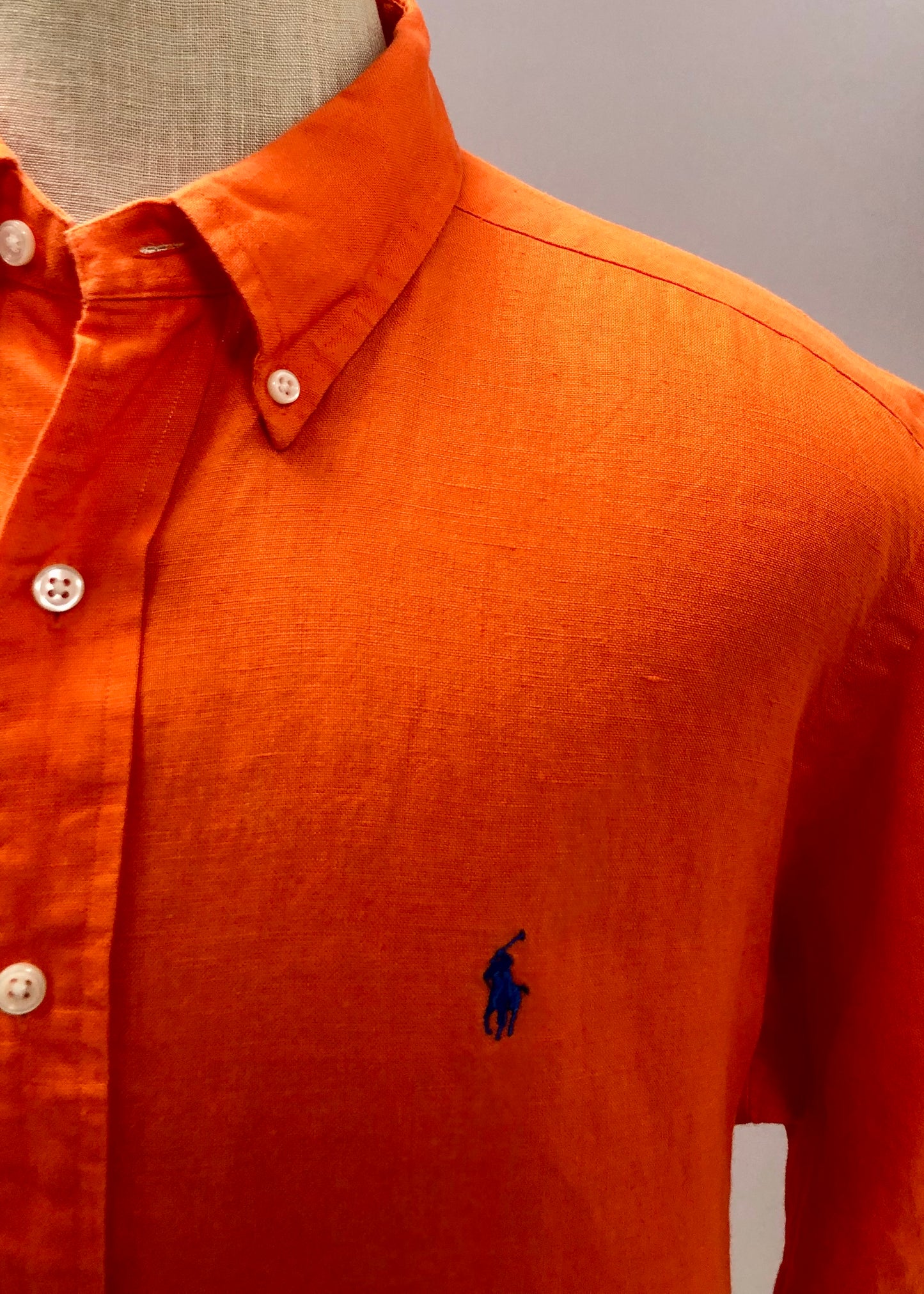 Camisa Polo Ralph Lauren 🏇🏼 de Lino en color naranja intenso Talla L Entalle Clásico