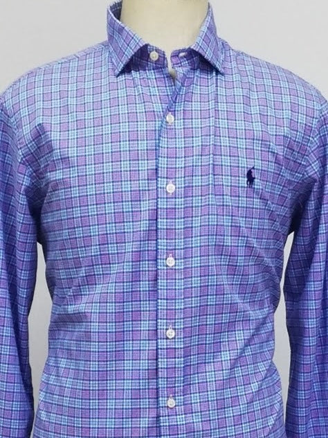 Camisa Polo Ralph Lauren 🏇🏼 con patrón de cuadros rosado, azul y celeste Talla L Entalle Regular