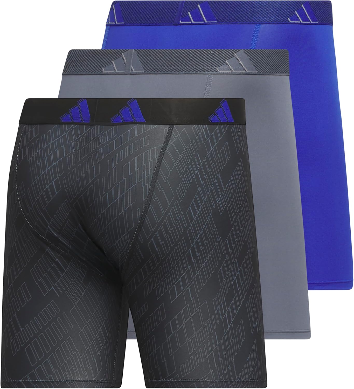 Combo de 3 Boxers Briefs Adidas Tela Performance color azul, gris y negro Talla L