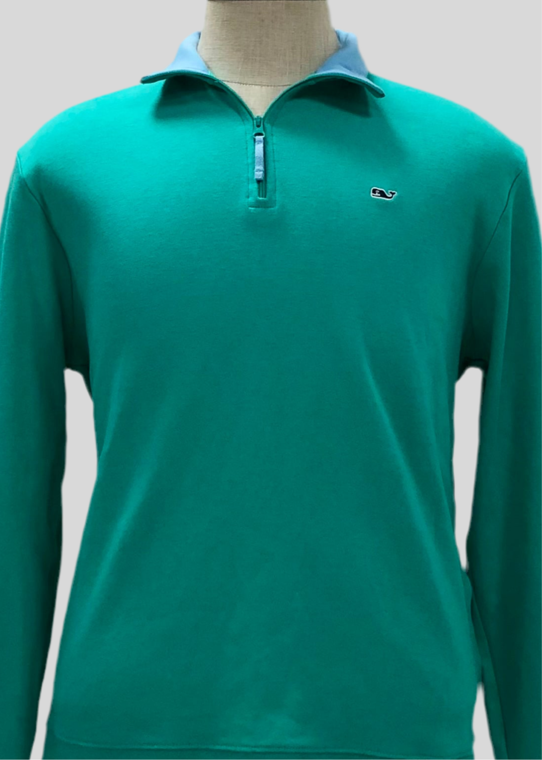 Sueter Jersey Vineyard Vines 🐳 color turquesa y cuello en color celeste Tela algodón Pima Talla M