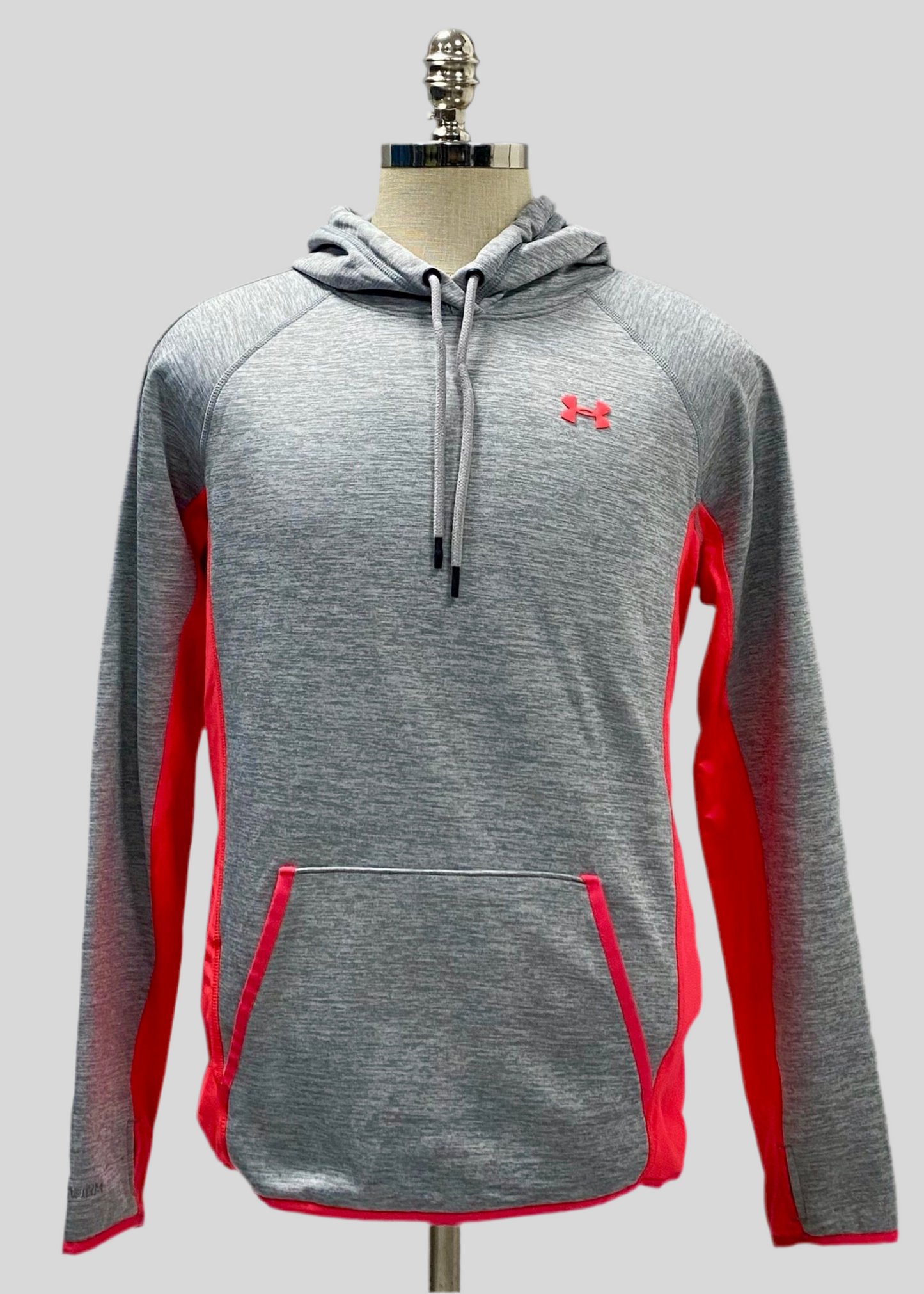 Sudadera Hoodie Under Armour 🏋🏽 color gris claro y naranja neon Talla L