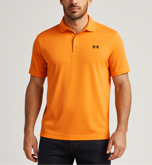 Camiseta Polo Under Armour 🏋🏻 color naranja intenso Tela Performance Talla L Entalle Regular