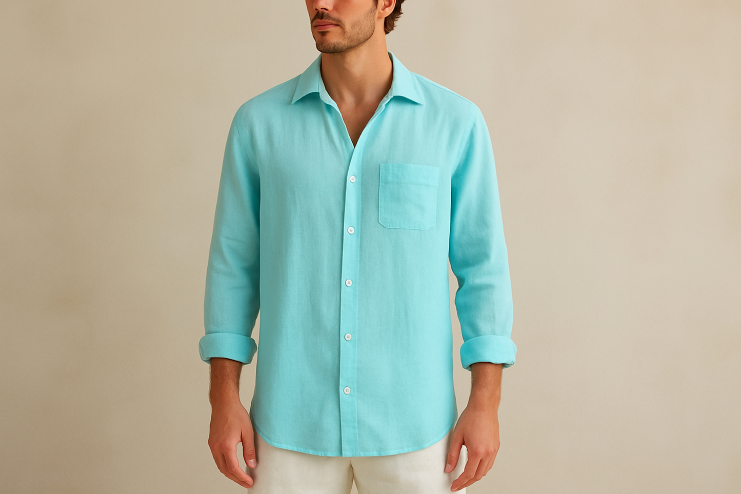 Camisa de botones Vineyard Vines 🐳 de lino en color turquesa Talla L Entalle Regular