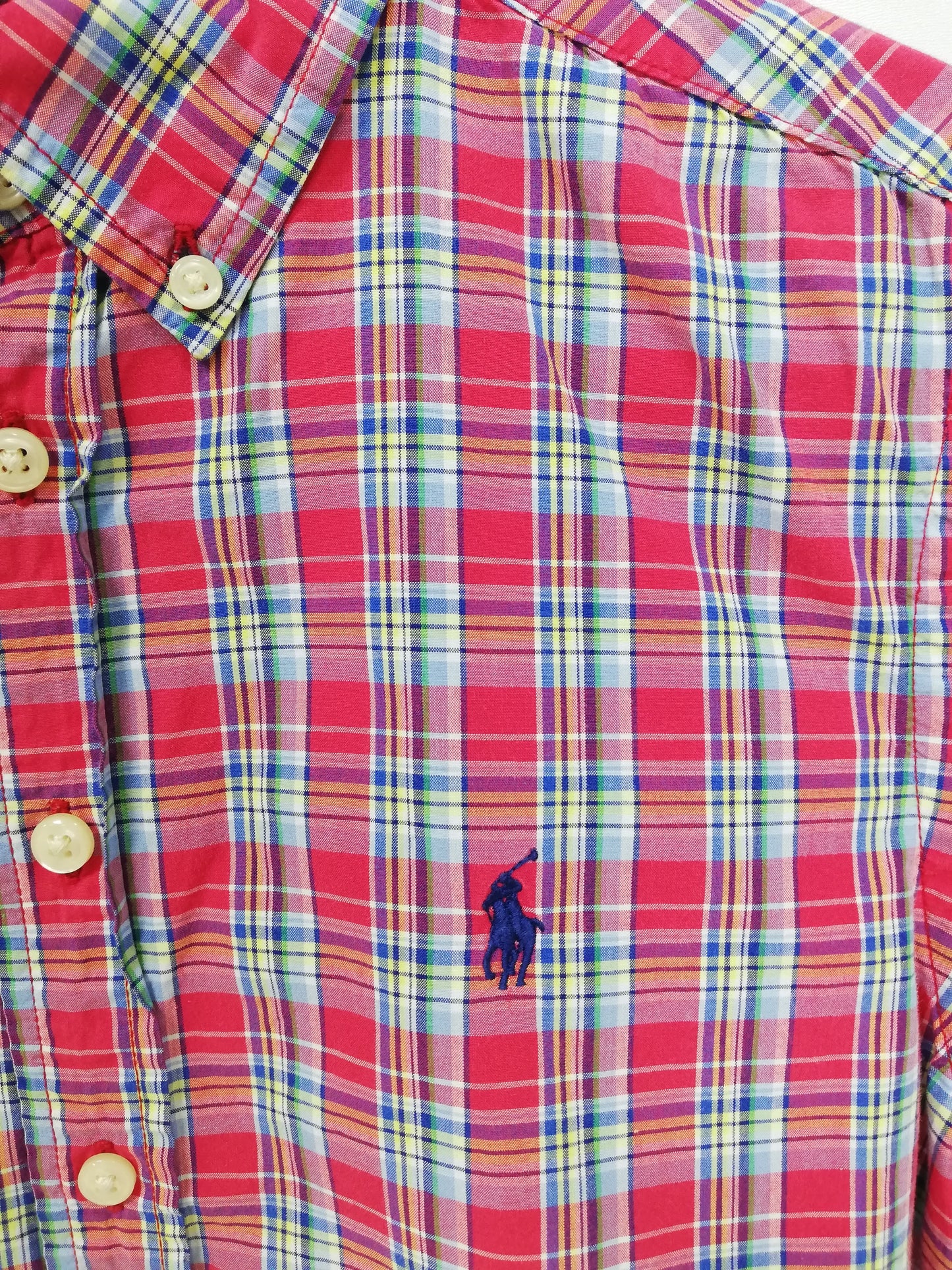 Camisa de niño Polo Ralph Lauren 🏇🏼 con patron de cuadros en rojo, azul, amarillo y blanco Talla M (10-12) Entalle Regular