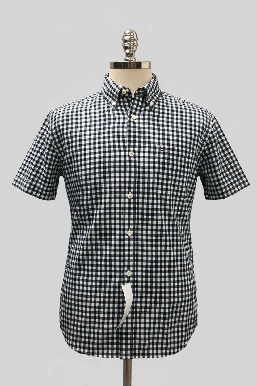 Camisa de botones Tommy Hilfiger 🇺🇸 de cuadros gingham en color negro y blanco Talla M Entalle Regular