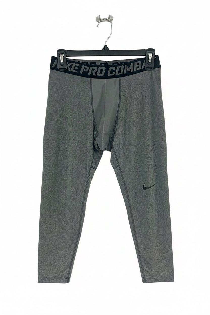 Malla de entrenamiento licra Nike ✔️ Pro Dri-FIT de 3/4 de largo para hombre en Color gris cintura negro Talla L