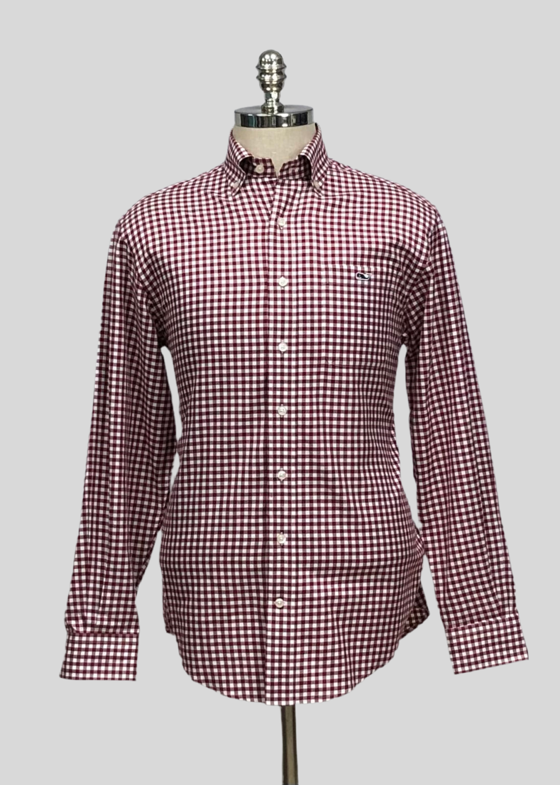 Camisa Vineyard Vines 🐳 con patron de cuadros gingham en color rojo oscuro y blanco Talla L Entalle Regular