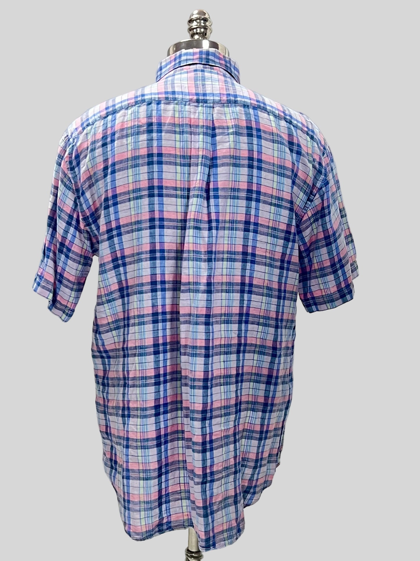 Camisa de cuadros Vineyard Vines 🐳 de lino con cuadros en color celeste, azul y rosado Talla M Entalle Regular