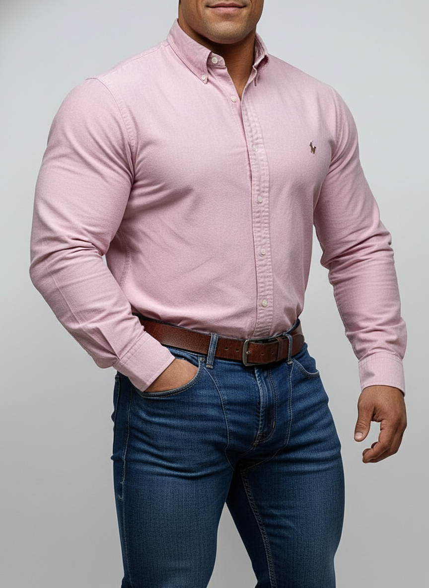 Camisa de botones Polo Ralph Lauren 🏇🏼 Oxford en color rosado oscuro Talla XL Entalle Clásico