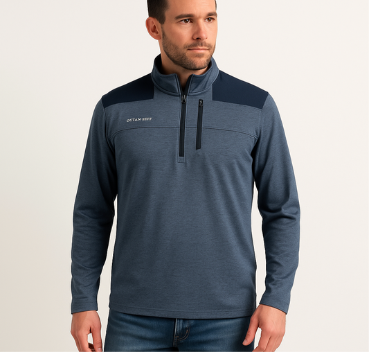 Sueter Jersey deportivo Vineyard Vines 🐳 On the go color azul grisaceo Tela Performance Talla L