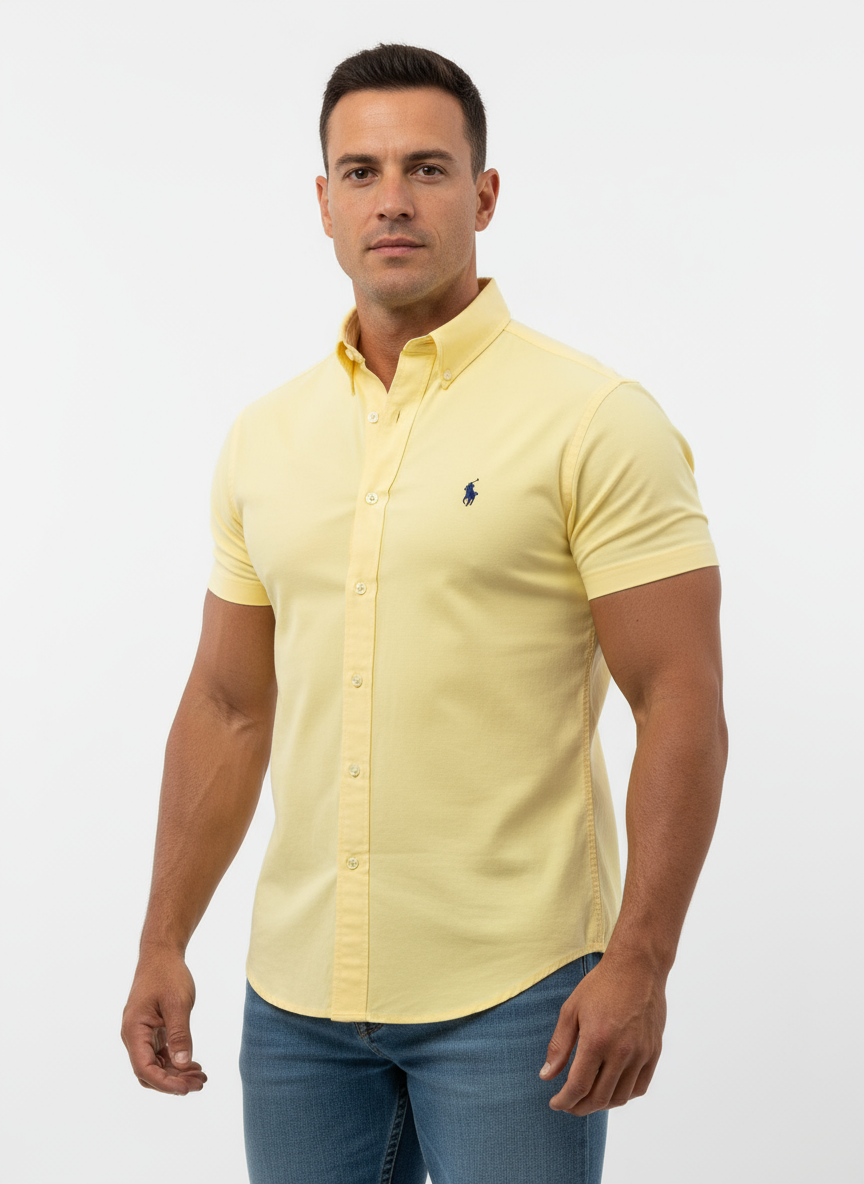 Camisa de botones Polo Ralph Lauren 🏇🏼 en color amarillo intenso Talla L Entalle Regular
