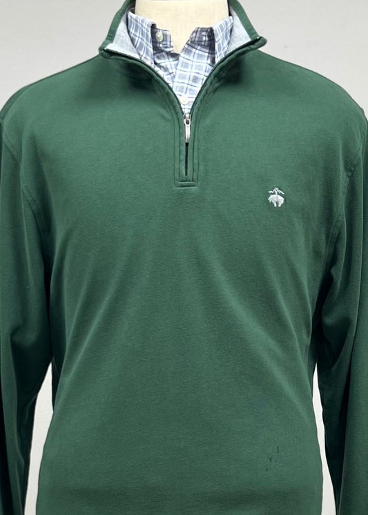 Sueter Jersey Brooks Brothers 🐑 color verde oscuro con logo celeste Talla L