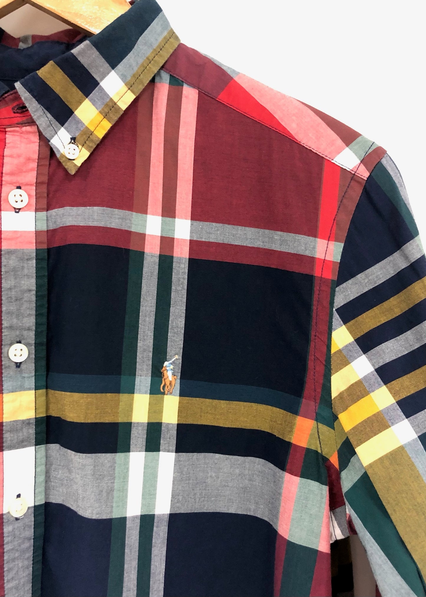 Camisa de niño Polo Ralph Lauren 🏇🏼 color patron de cuadros en rojo, verde, amarillo y blanco Talla XL (18-20) Entalle Regular