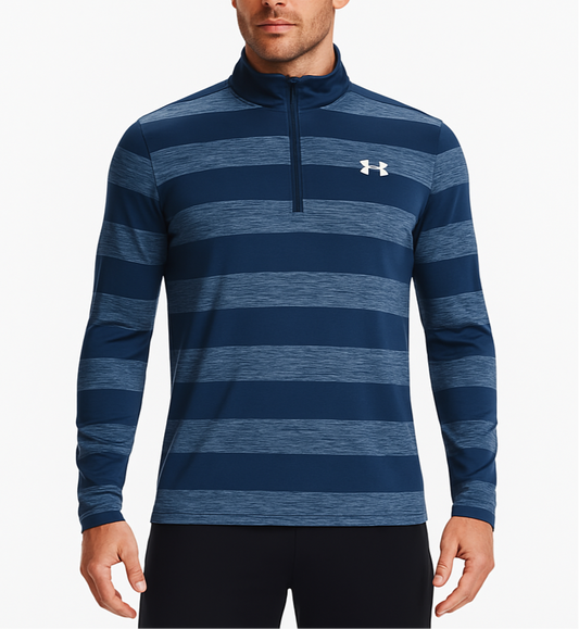 Sueter Jersey Under Armour 🏋🏽 color azul y gris degradado y logo en color blanco Talla S