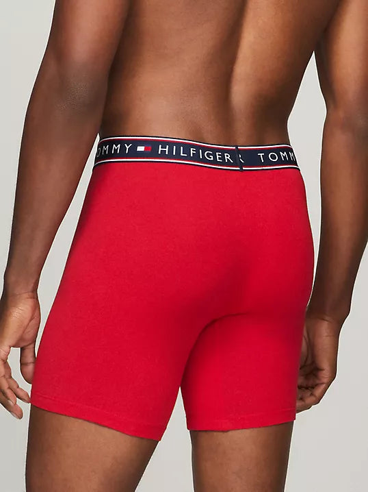 Paquete de 4 Boxer Briefs Tommy Hilfiger 🇺🇸  Tela algodón stretch color rojo, gris y negro Talla M