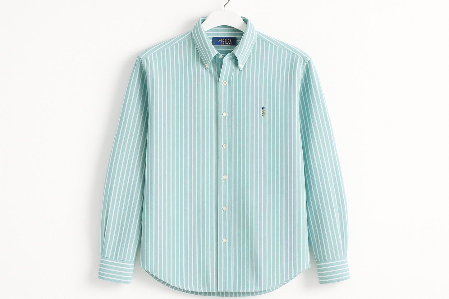 Camisa Polo Ralph Lauren 🏇🏼 Oxford color verde menta y patrón de rayas en blanco Talla XL Entalle Regular