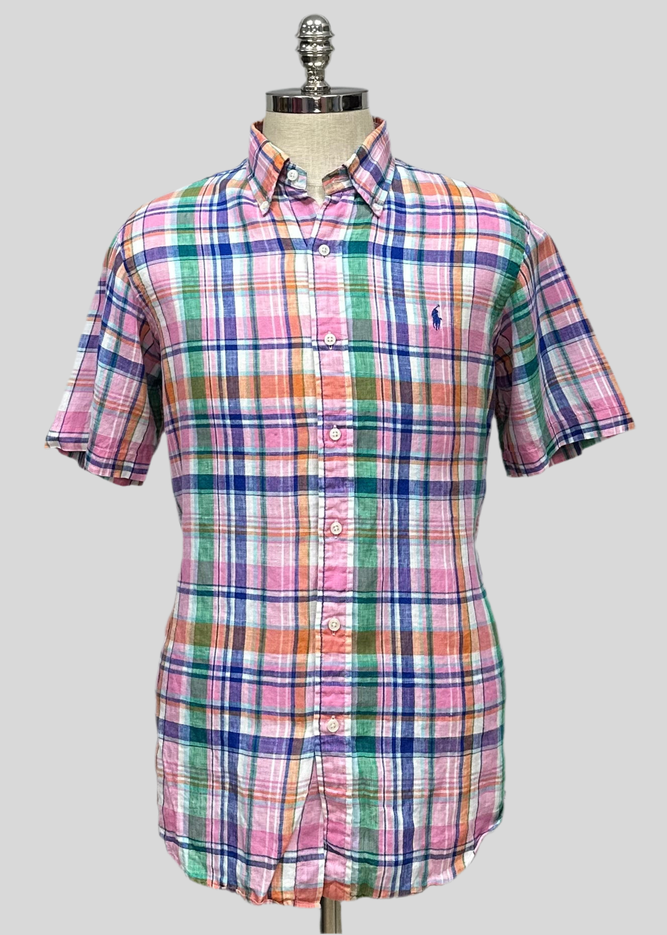 Camisa Polo Ralph Lauren 🏇🏼 de lino con cuadros multicolor Talla XL Entalle Regular