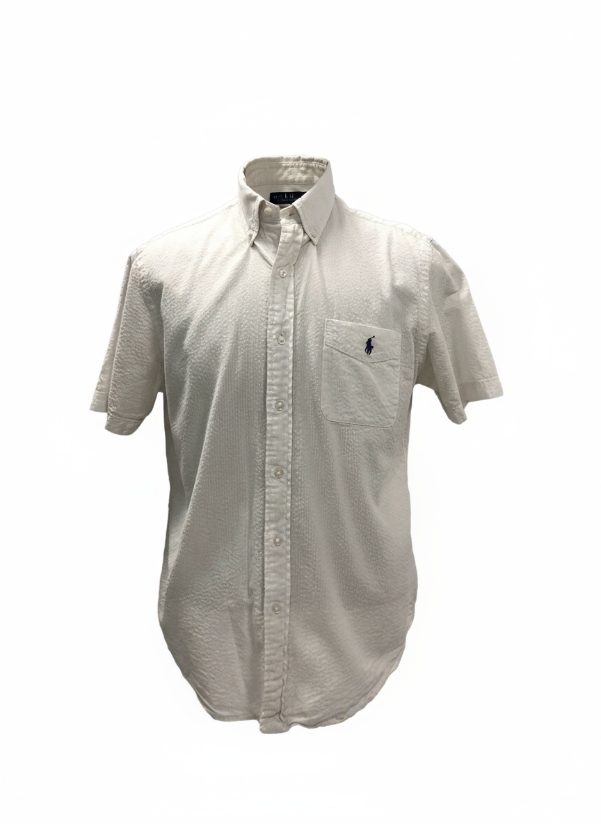 Camisa de botones Polo Ralph Lauren 🏇🏼 Color blanco Seersucker Talla L Entalle Regular