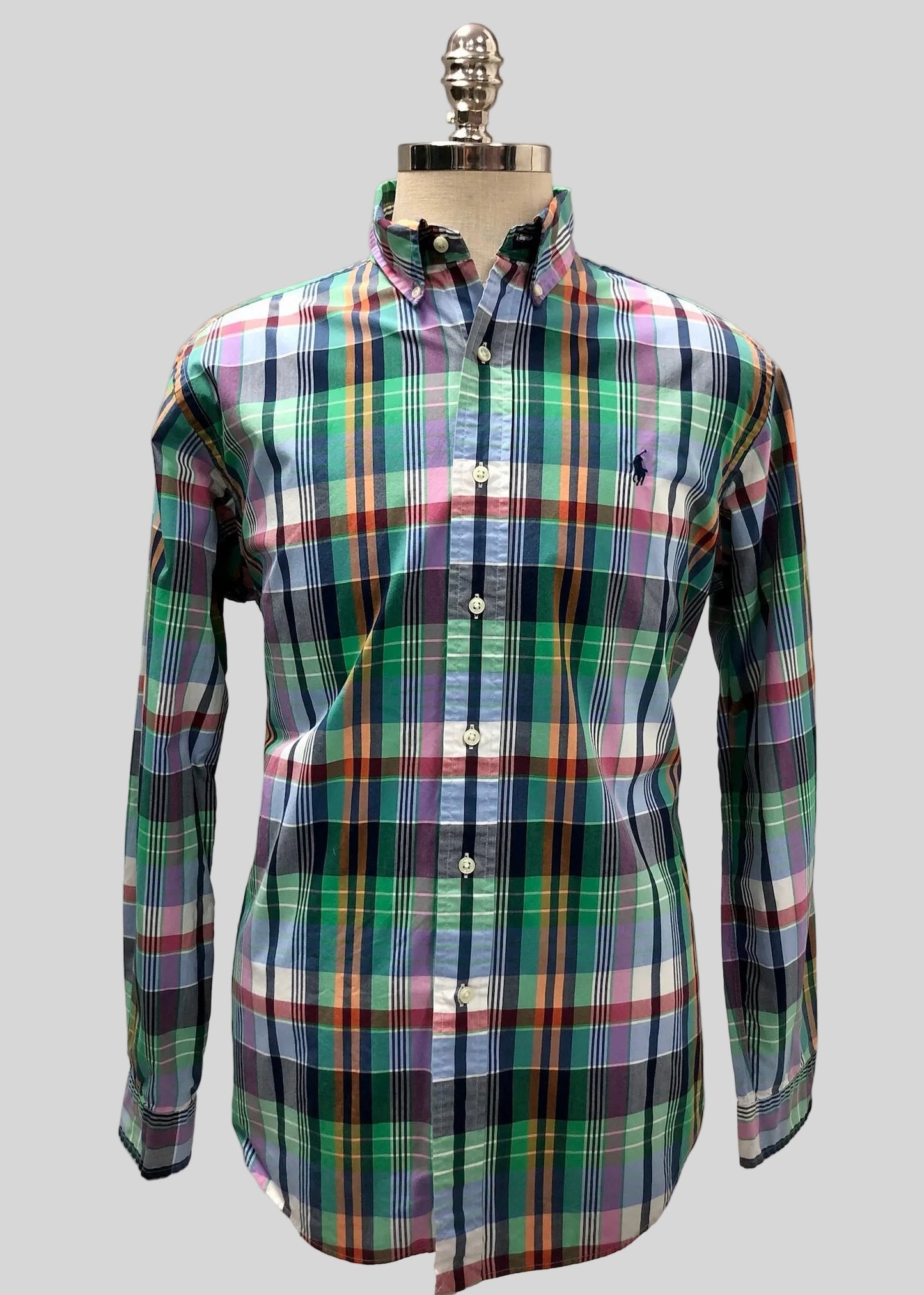 Camisa Polo Ralph Lauren 🏇🏼 de cuadros tartán en color azul, verde, rojo y blanco Talla S Entalle Clásico