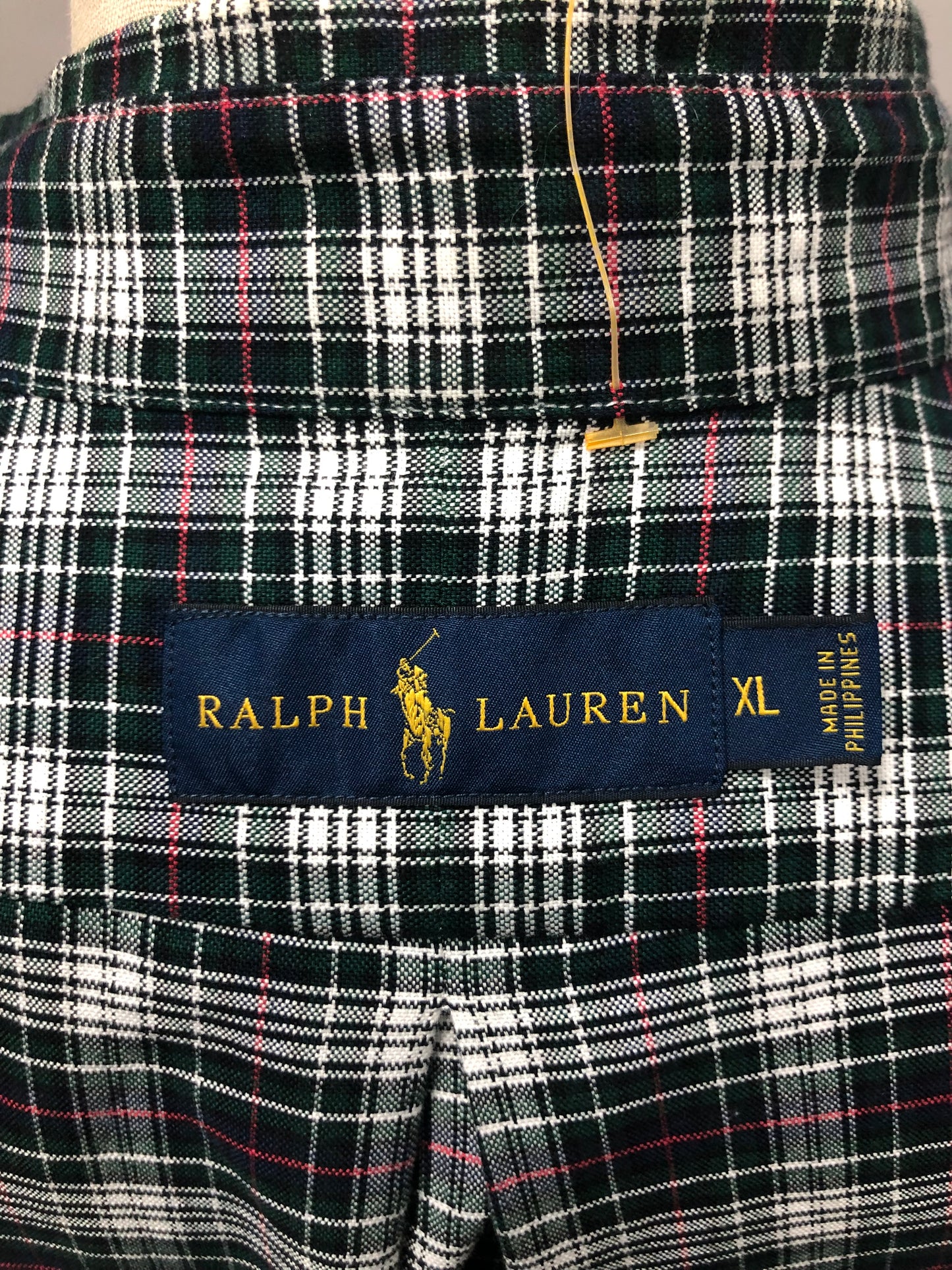 Camisa Polo Ralph Lauren 🏇🏼 Oxford con patron de cuadros verde oscuro, azul y blanco Talla XL Entalle Regular