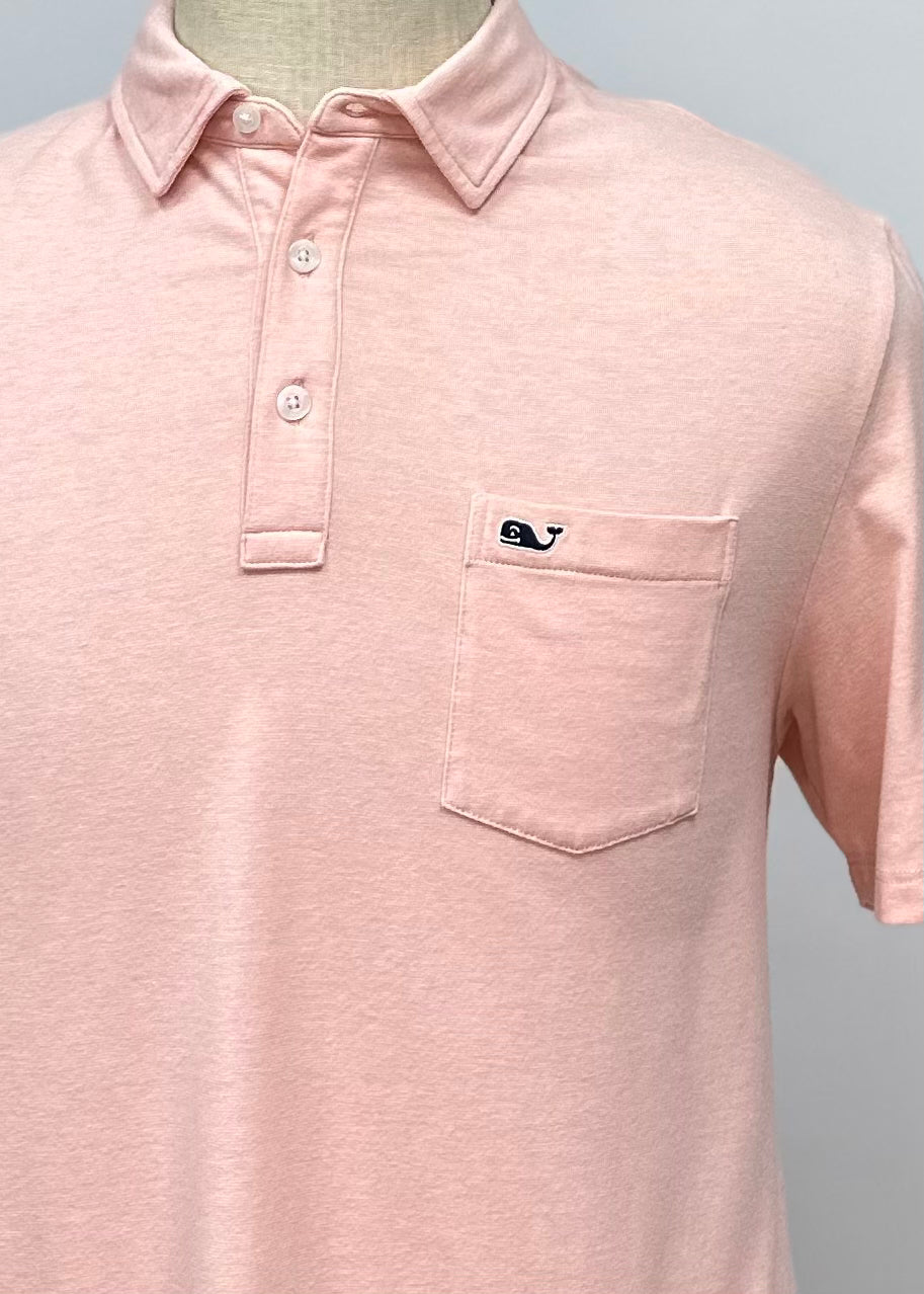 Camiseta Polo Vineyard Vines 🐳 con diseño de finas rayas en color salmón Talla L Entalle Regular