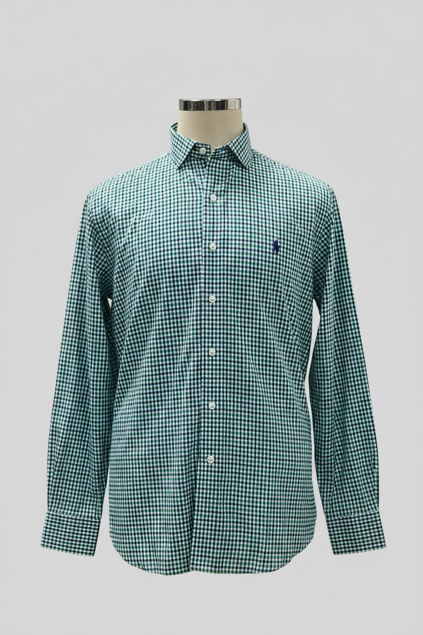 Camisa Polo Ralph Lauren 🏇🏼 Performance de cuadros azul, verde y blanco Talla M Entalle Regular