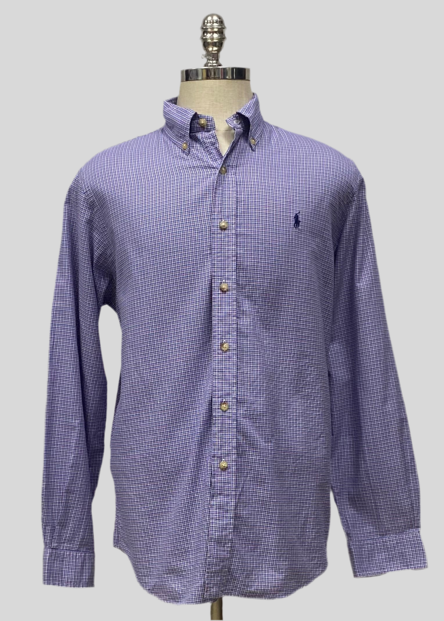 Camisa Polo Ralph Lauren 🏇🏼 con patrón de cuadros en color rojo oscuro, azul y blanco Talla L Entalle Regular