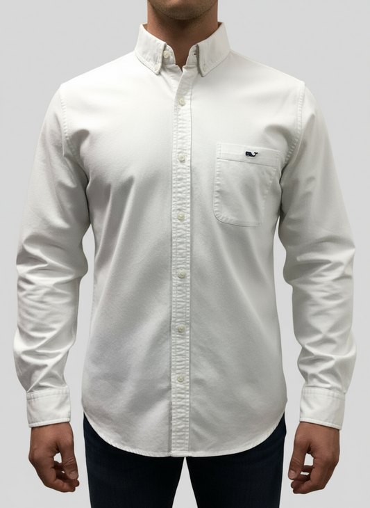Camisa de botones Vineyard Vines 🐳 Oxford Color blanco Talla M Entalle Slim Fit