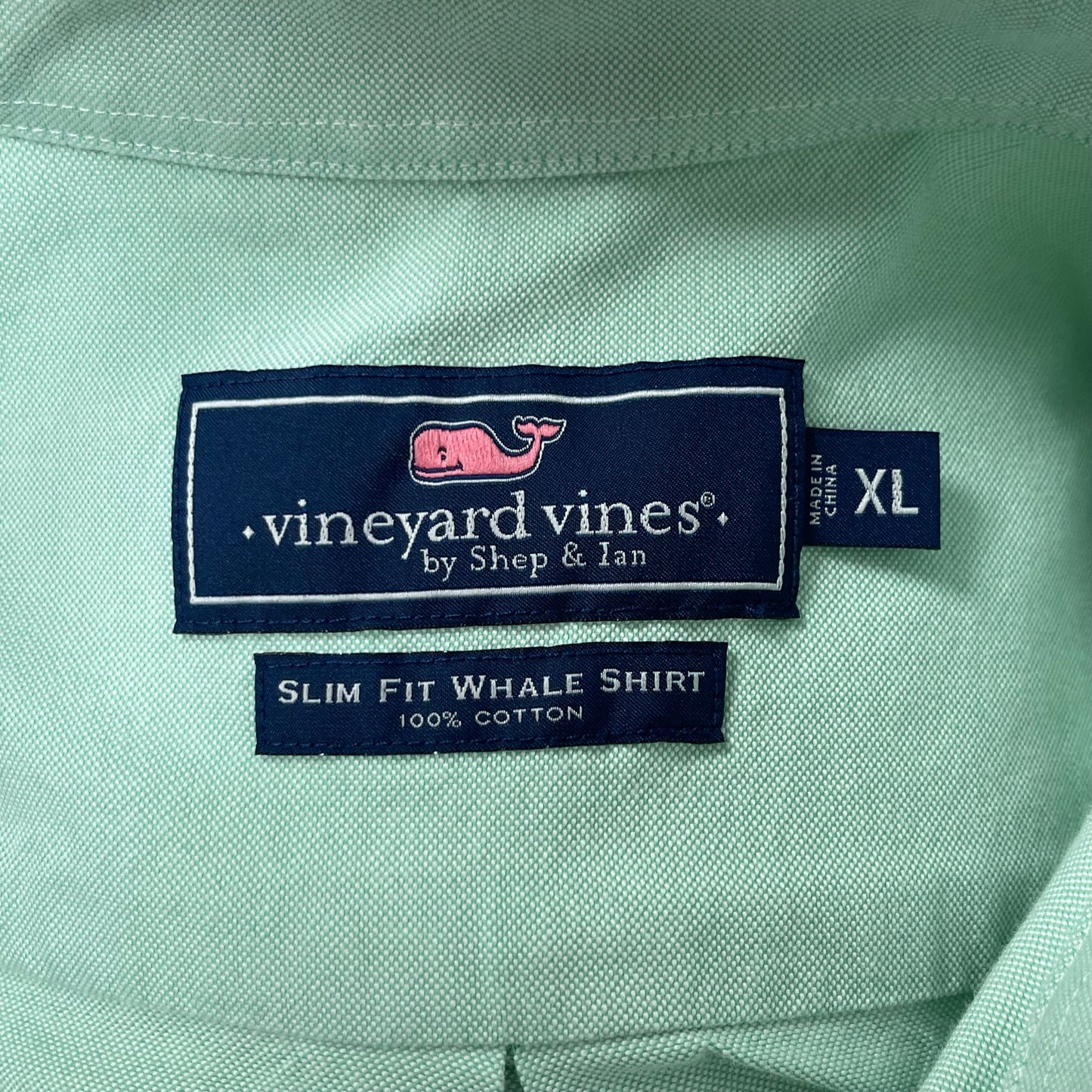 Camisa de botones Vineyard Vines 🐳 Oxford Color Verde claro Talla XL Entalle Slim Fit