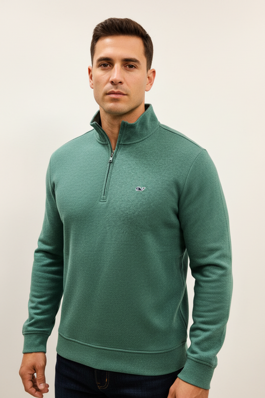 Sueter Jersey Vineyard Vines 🐳 color verde oscuro con logo tradicional Tela algodón Pima Talla L